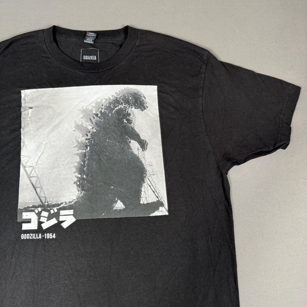 Godzilla T Shirt Size L Black Graphic Tee 1954 King Of‎ The Monsters Classic